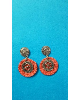 Happy Threads Crochet Earrings- ORANGE
